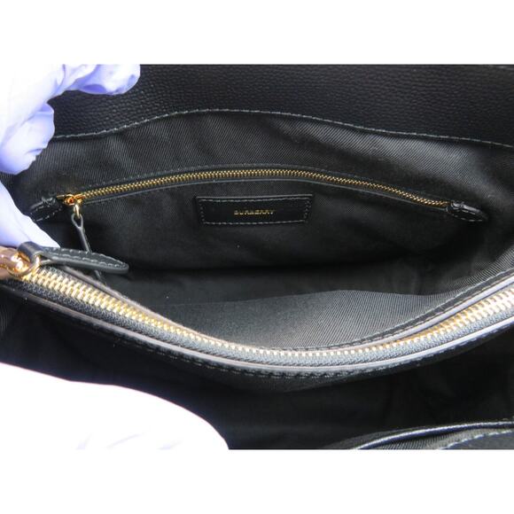 $1790 BURBERRY BANNER BLACK LEATHER HOUSE CHECK CANVAS SHOULDER MEDIUM TOTE BAG - Picture 9 of 16